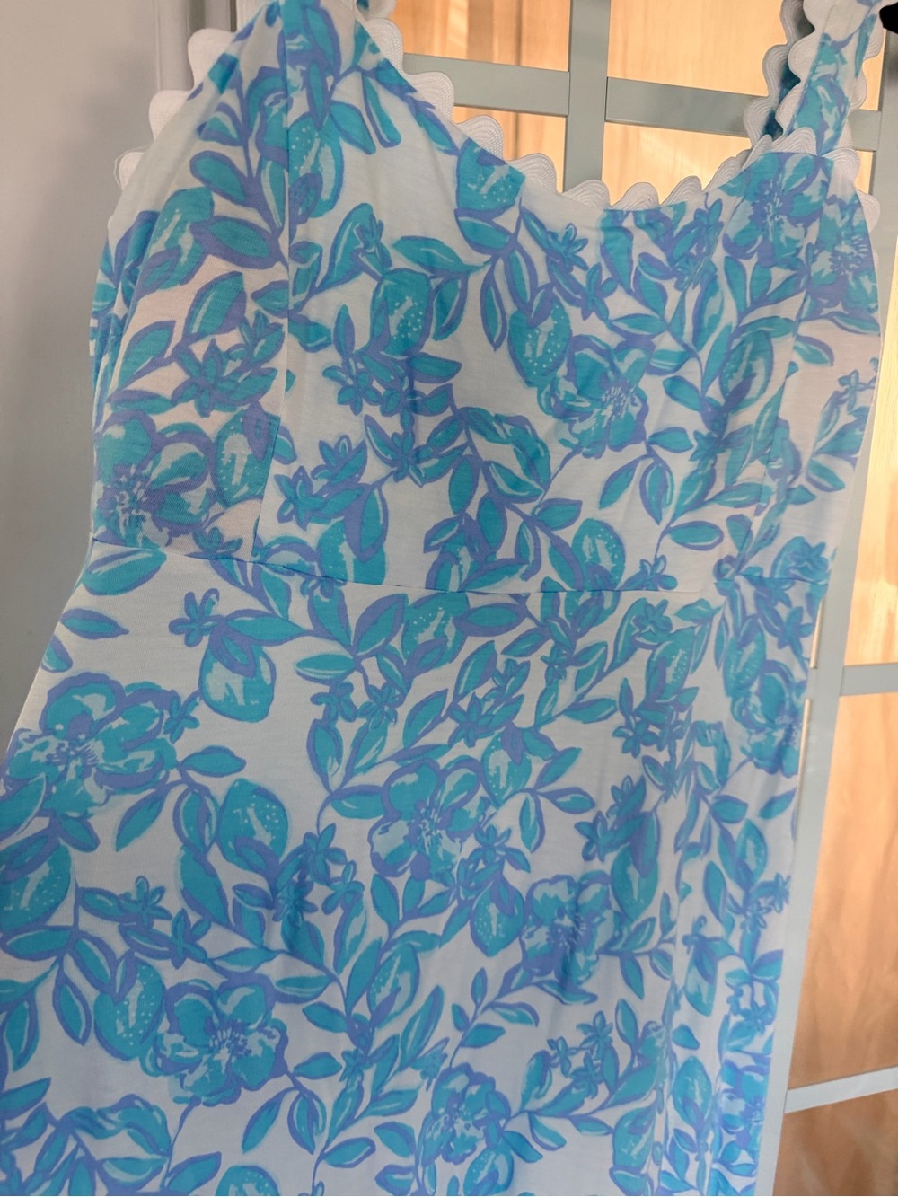 LILLY PULITZER SIZE LARGE DWYER MIDI DRESS *SIMPLY THE ZEST* JACARANDA BLUE - Picture 6 of 9